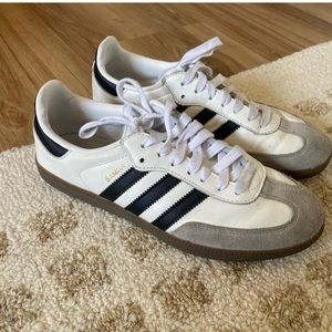 AVAILABLE ADIDAS SAMBAS. mens US 9.5. Black grey white. Barely worn.